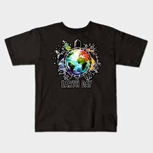 Sea Turtle Earth Day Save The Earth Planet Kids T-Shirt